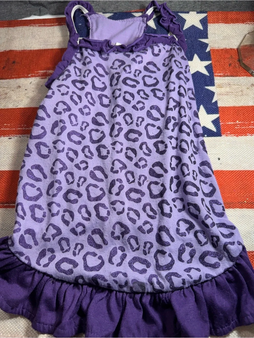 Purple Leopard Print Ruffle Dog Dress